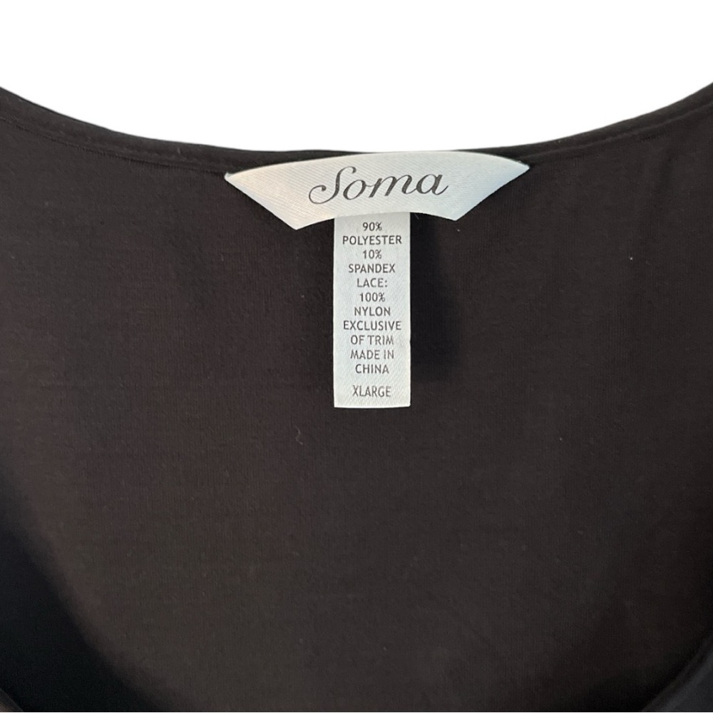 SOMA knit lace mini dress in jersey fabric. Black size XL - Picture 2 of 6